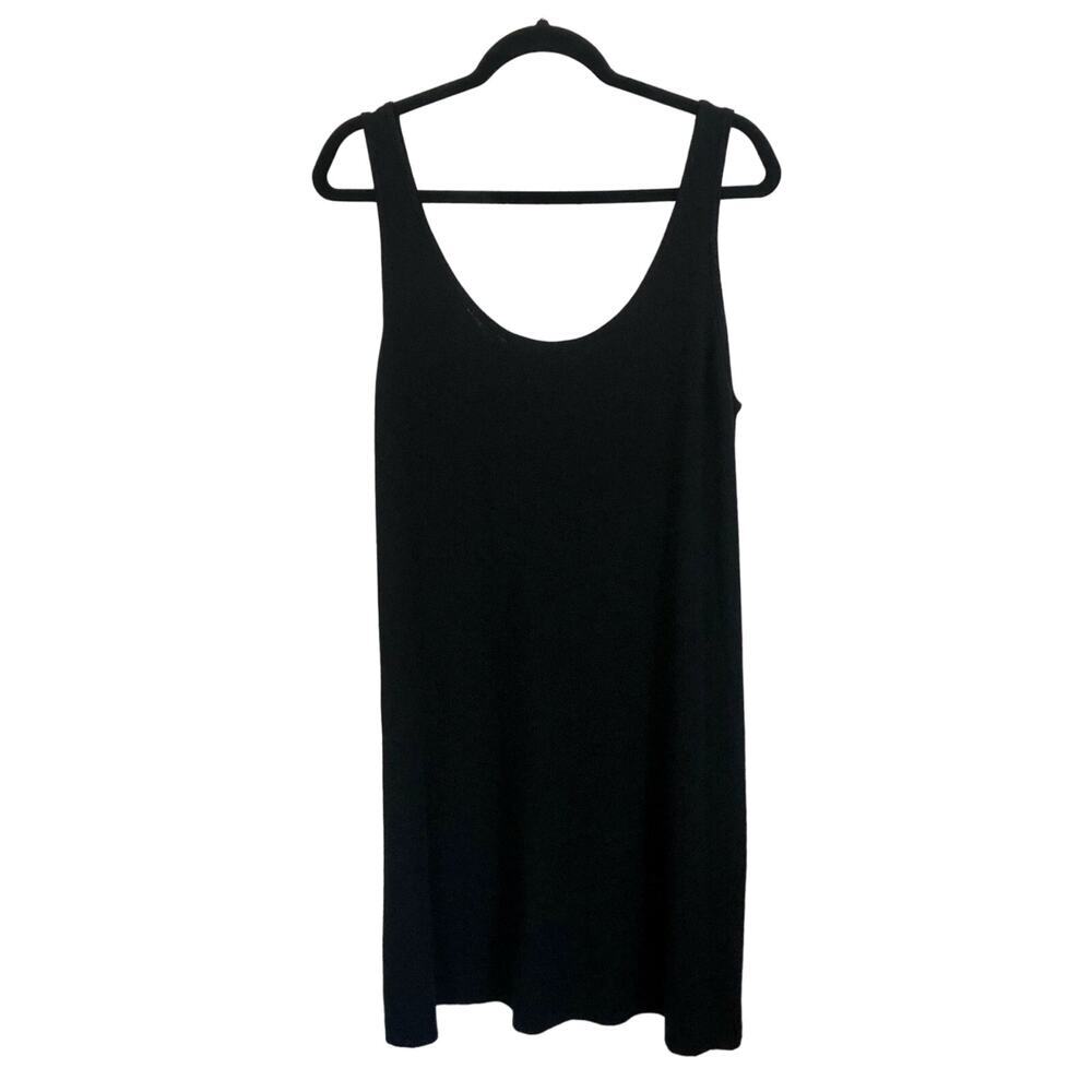 VTG DKNY Donna Karan New York Essentials Black Tank Dress Wool Blend Size Large